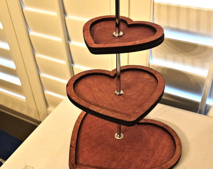 Heart Shaped 3 Tier Tray & Cupcake Stand – Pink or Red, Perfect for Valentine's Day Dessert Display