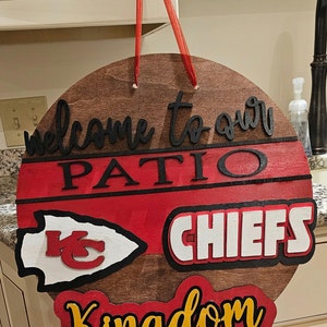 Kansas City Chiefs Decor Hanging Sign,  Customizable Chiefs Sign, Wooden Cutouts Each Hand Painted, Gift for Chiefs Fan