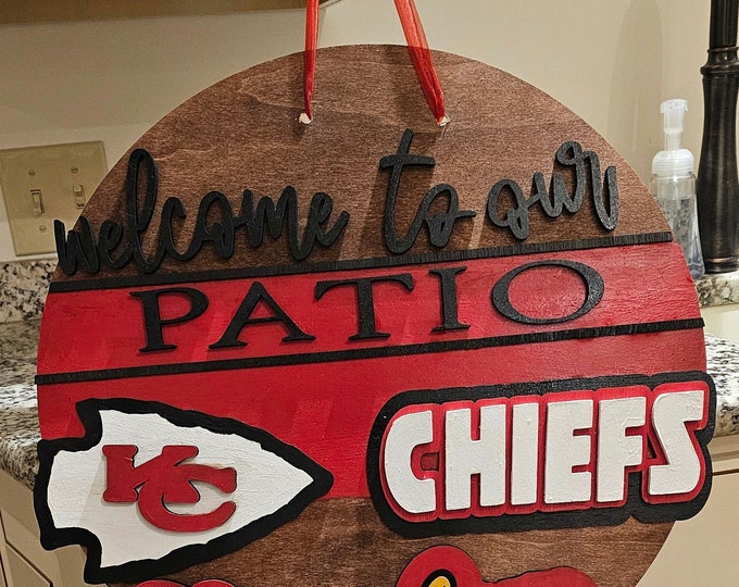 Kansas City Chiefs Decor Hanging Sign,  Customizable Chiefs Sign, Wooden Cutouts Each Hand Painted, Gift for Chiefs Fan
