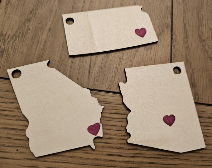 Custom State Christmas Ornaments, State Ornaments - Home is where the Heart is Ornaments, 3 inches