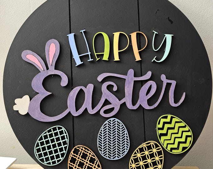 Easter Door Hanger, Happy Easter Welcome Sign, Easter Decor