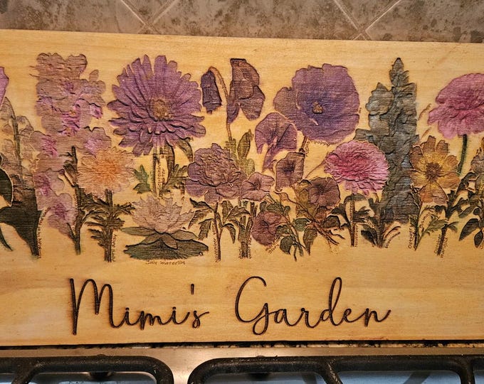 Personalized Floral Artwork: Engraved Birthday Flower Gift for Mom, Grandma, Mimi - Unique Keepsake