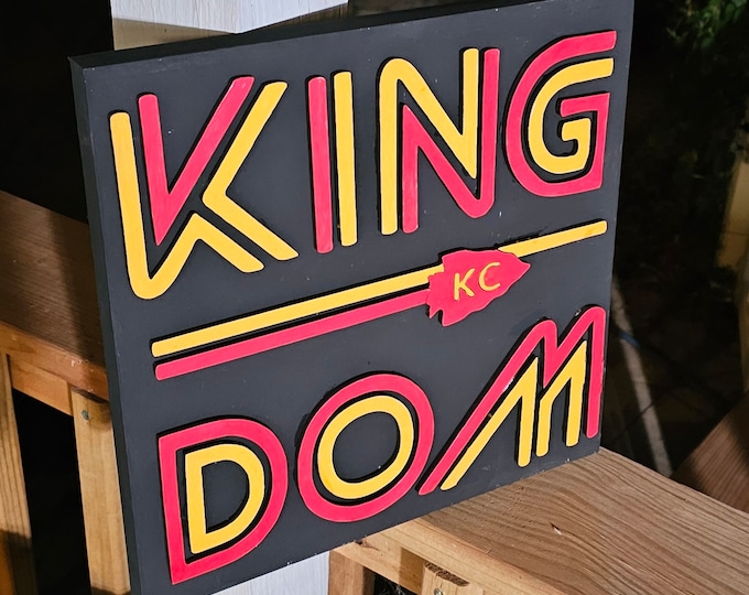 Chiefs Kingdom Wooden Art Piece, Wooden cutouts of Kansas City Chiefs  12x12 inches and 8x8inch