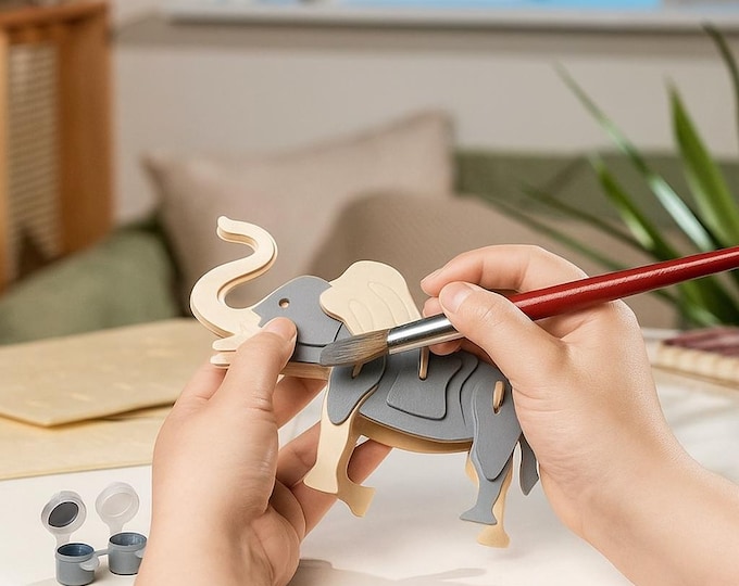 Wild Animals Build and Paint Set: DIY wooden Craft Decor Gift for kids
