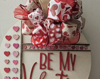 Colgador de puerta de madera "Sé mi Valentín": Decoración rústica para San Valentín