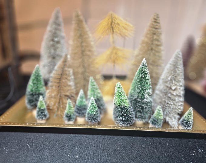 Bottle Brush Tree Table Centerpieces Build your own Centerpiece Gold and Green