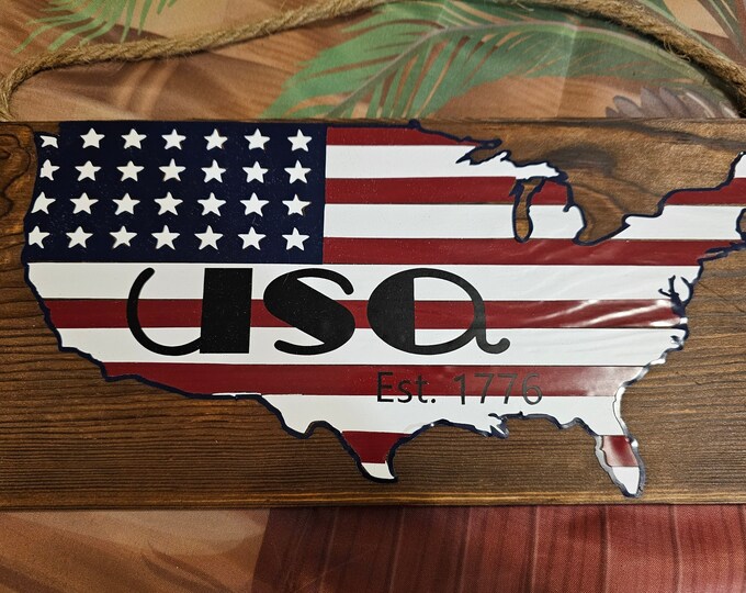 Patriotic USA Barn Wood Sign - 4th of July