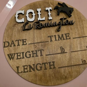 3D Baby Stats Schild Personalisiertes Kinderzimmer Dekor 12-Zoll-Western Rustikal Neugeborenen Geburtsdetails Baby Ankündigung Wand Kunst Andenken Geschenk