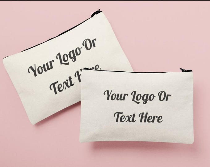 Custom Logo Pencil Case, Canvas, Logo Pencil Pouch,  Toiletry Bag, Gift for Colleague or employee