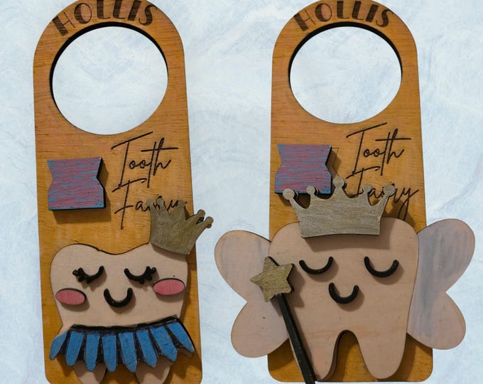 Personalized Tooth Fairy Door Hanger – 8" Custom with Name & Outfit Options