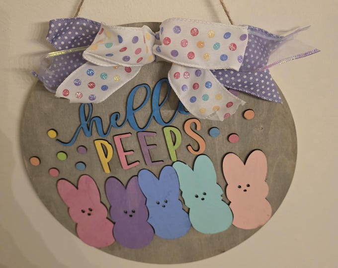 Easter Door Hanger, 12 inches Happy Easter Welcome Sign, Easter Decor