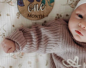 Floral Baby Milestone Discs: 3D Wooden Photo Props