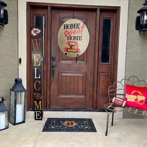 KC Chiefs Porch Welcome Sign Leaner 6 Design Options and 3 Sizes