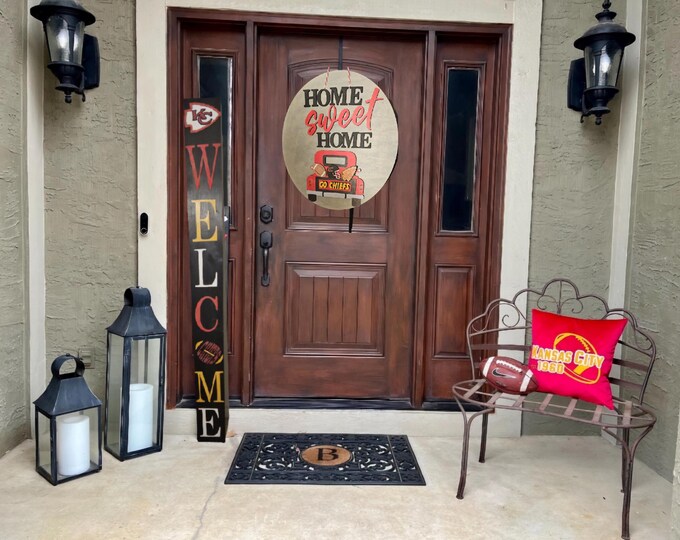 KC Chiefs Porch Welcome Sign Leaner 6 Design Options and 3 Sizes