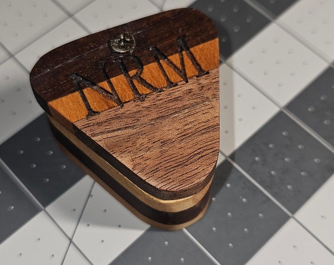 Handcrafted Wooden Guitar Pick Case: Musician's Trinket Box and Keepsake Gift for Guitar and Bass Players