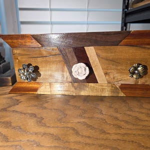 Rustic Wood Key Holder with Antique Knobs: Wall Mount Organizer