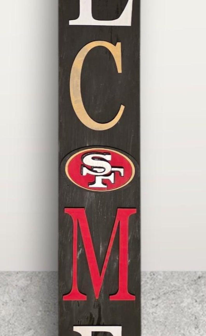 San Francisco 49ers Welcome Sign, Football Porch Leaner, NFL Home Decor ...