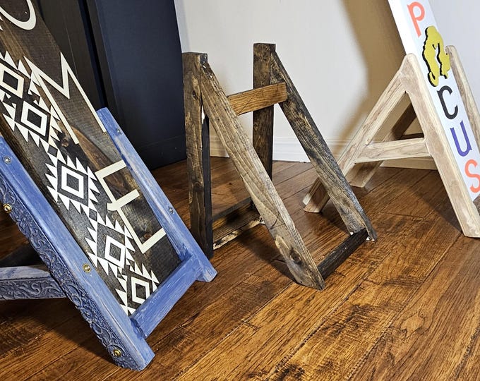 Wood Stand, Pine Sign stand, Porch Leaner stand, Welcome Sign stand, Sign holder, vertical sign stand, Built to Suit