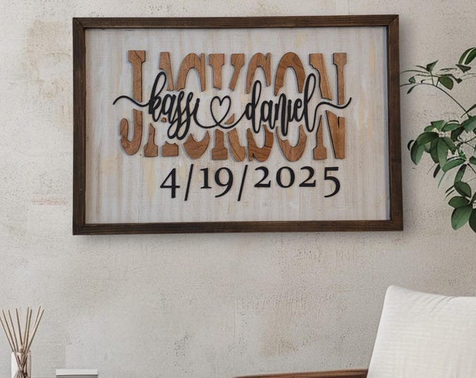 3D Family Name Sign - Last Name Sign - Farmhouse decor wedding gift
