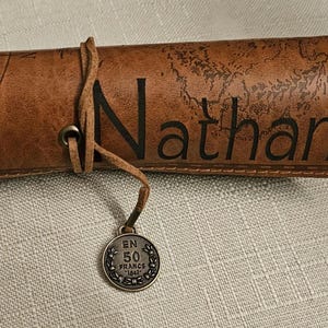 Personalized Leather Pencil Case: Engraved Treasure Map Pouch