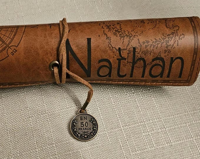 Personalized Leather Pencil Case - Custom Pen Holder Pouch for School, Office or Travel; Stylish Gift for Students and Artists