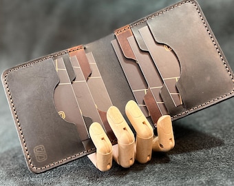 Cartera de cuero personalizada, cartera personalizada grabada, regalo de aniversario para él, cartera clásica para hombre, regalo para novio, regalo para el día del padre