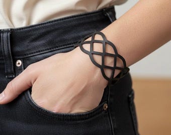 Personalized Leather Cuff Bracelet: Engraved Band, Adjustable