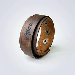 Personalized Leather Bracelet: Handmade Custom Engraved Cuff