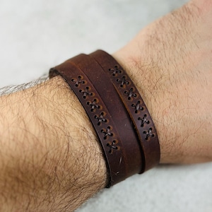 Personalized Leather Bracelet, Boyfriend Gift, Leather Cuff Bracelet, Custom Bracelet, Gift For Husband, Stylish Bracelet, Father&#39;s Day Gift