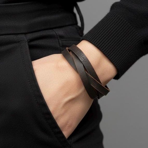 Personalized Leather Cuff Bracelet: Handmade Braided Leather, Custom Engraved