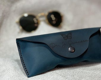 Personalized Leather Glasses Case: Engraved Eyeglass & Sunglass Holder