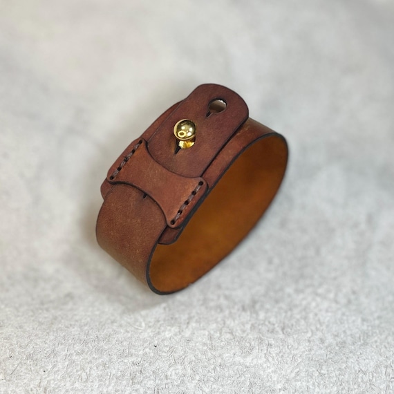 Personalized Leather Cuff Bracelet: Handmade Engraved Gift