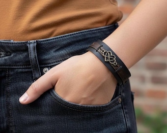 Unendlich Herz Lederarmband - Infinity Herz Charm, Weihnachtsgeschenk