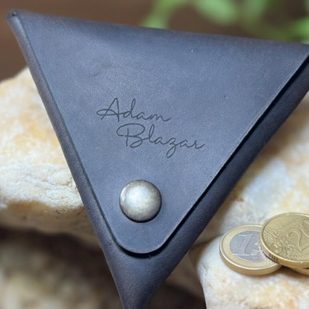 Triangular Coin Purse Personalized Leather Triangle Coin Purse: Minimalist Coin Wallet - Etsy