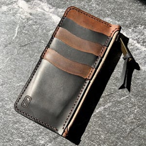 Personalisierte Leder Frauen Brieftasche, Jubiläumsgeschenk, Freundin Geschenk, Brieftasche mit Reißverschluss, Reißverschluss-Kartenhalter, Geschenk zum Vatertag