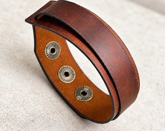 Personalized Leather Cuff Bracelet: Handmade Engraved Gift