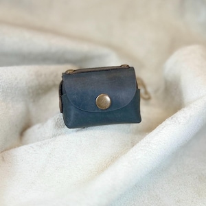 Bolsa de couro pequena personalizada para moedas, estojo pequeno para fones de ouvido, bolsa de couro para moedas com zíper, presente de aniversário, presente de dia das mães