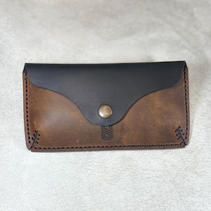 Cartera de cuero personalizada para mujer, regalo de aniversario, regalo para novia, cartera con broche, cartera para mujer, cartera hecha a mano, regalo para el Día del Padre