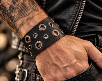 Pulsera de cuero personalizada: Banda grabada, ajustable