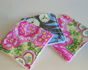 Reusable zero waste make up removal / face wipes/cloths cotton and soft fleece. Mixed Floral print