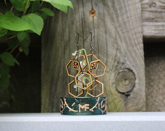 Honeybee Earrings and Terrarium Gift Display