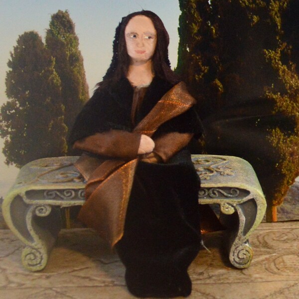 The Mona Lisa Doll Miniature in 3D Historical Art Famous Painting
