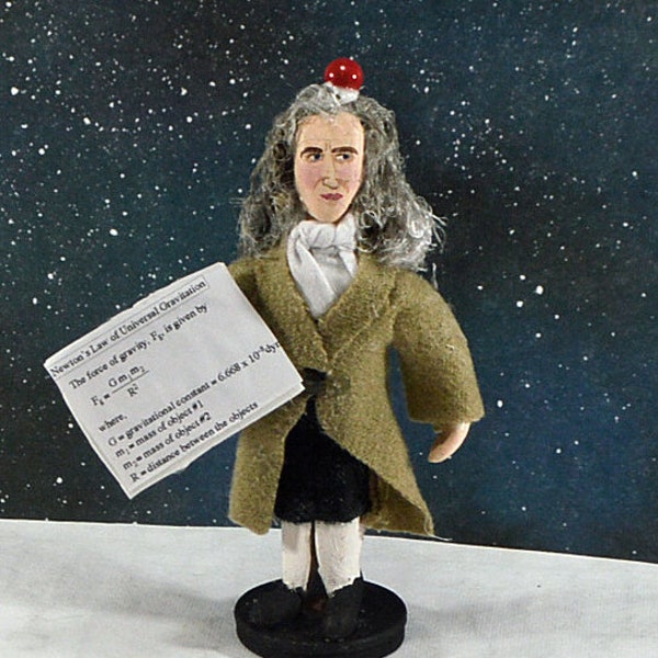 Isaac Newton Doll Science Art Mathematician Historical Figure Miniature Sized