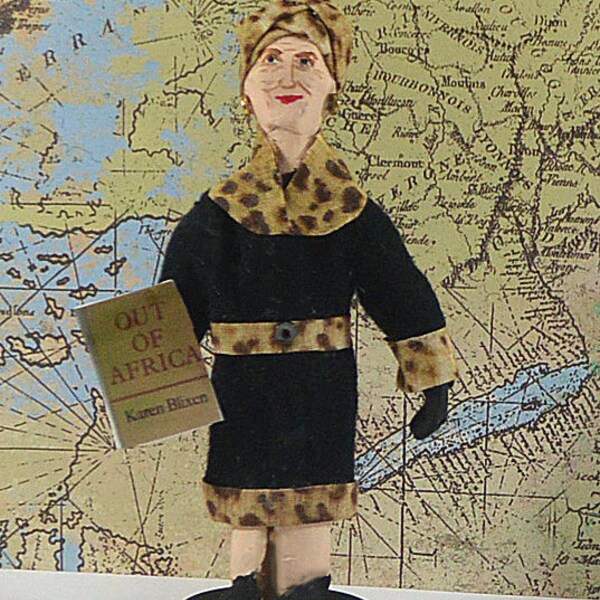 Karen Blixen Danish Author of Out of Africa Isak Dinesen Book Writer Miniature Figurine Handmade
