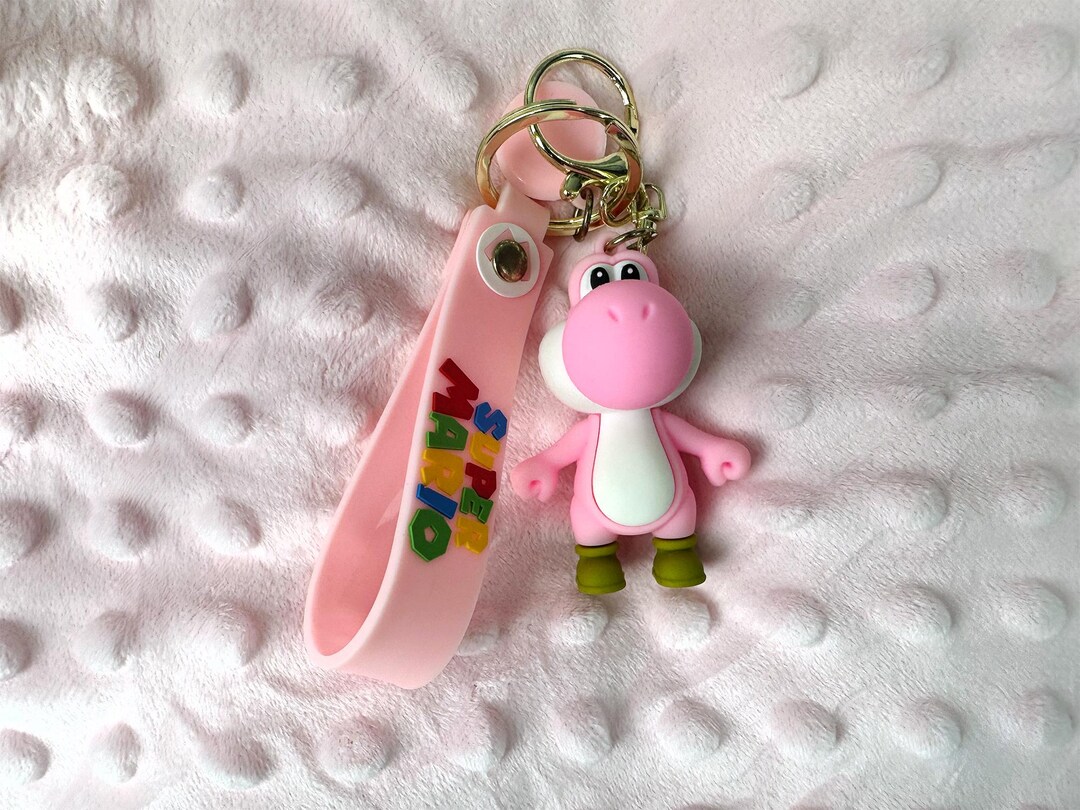 Mario Yoshi Keychain Cute Cartoon Lanyard Handmade Silicone Keychain ...