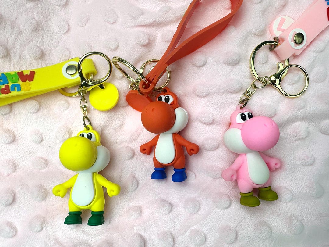 Mario Yoshi Keychain Cute Cartoon Lanyard Handmade Silicone Keychain - Etsy