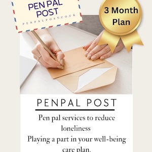 Tres meses de cartas escritas a mano para un ser querido, una carta cada mes durante 3 meses. Regala un PenPal.