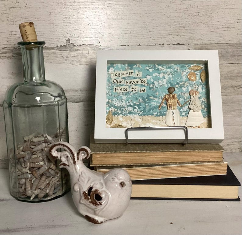 Sea Shell Art Shadowbox. Shell People Walking. Beach Inspired Wall ...