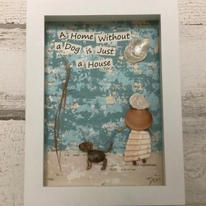 Sea Shell Art Shadowbox.  Shell people.   Beach inspired wall hanging with sweet and inspirational sayings. Hand painted background.