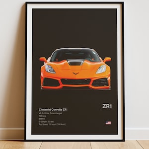 Chevrolet Corvette ZR1 Poster - ZR1 Prints - Corvette Posters - Car Prints - Car Wall Art - Car Poster - Digital Download - Boys Room Decor